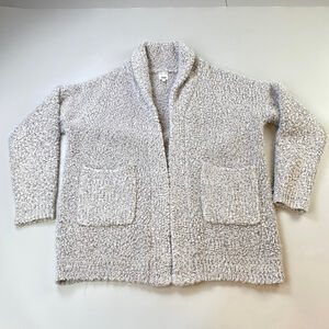 Women's JOHN + JENN x Indigo Grey Open Cardigan M/L Eyelash Boucle Cozy Soft